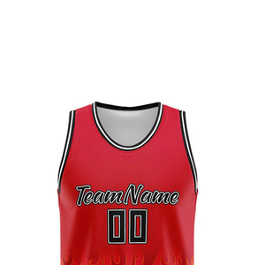 Custom Red Flame Basketball Jersey Sleeveless V-neck Moisture Wicking Unisex Adult Sublimated Print Team Name 00 - Product Image 6