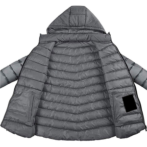 Hot Selling OEM Custom Logo Eco-friendly Fleece Red Puffer Jacket Stand Collar Zipper Closure Unisex <b>Quilted</b> <b>Winter</b> Coat Men - Product Image 3