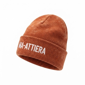 Custom Rust Orange Rib Knit Cuffed Beanie <b>Hat</b> <b>Winter</b> Warm Skull Cap With Custom Logo - Product Image 3
