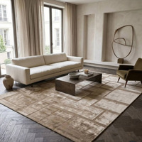 Mid-Century Modern Handgefertigter Viskose-Teppich Geometrisches Gittermuster Flächenteppich Seidenglanz Bodenteppich Luxuriöse Wohnzimmerdekoration