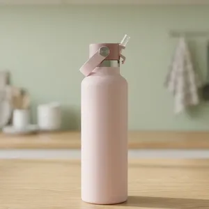 Stainless Steel Water Bottle Baby Pink Reusable Drinking Bottle for <b>Kids</b> School Office Travel Gym Leakproof Durable Water Bottle - Product Image 4