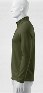 Haut tricoté vert olive pour homme à col montant et fermeture éclair quart de tour, coupe droite, couleur unie, idéal pour l'automne - Product Image 3