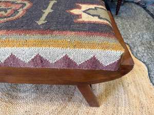 Banco Plegable de Yute y Lana Tejido a Mano – Asiento Decorativo de Madera Estilo Boho para Pasillo, Dormitorio y Sala de Estar - Product Image 6