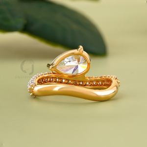 1.51CT Pear Cut Lab Diamond Engagement <b>Ring</b> 14K Yellow Gold Pave Band Unique <b>Solitaire</b> Wedding Jewelry Rose Gold Color Wholesale - Product Image 4