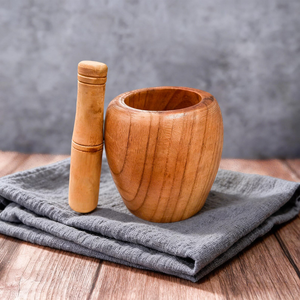 Mortero y Pilón de Madera Ecológicos, Duraderos y de Grado Alimenticio, Juego de Utensilios de Cocina Hechos a Mano para Moler Especias - Product Image 4