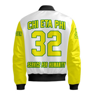 เสื้อแจ็คเก็ตบอมเบอร์คอตั้งสำหรับผู้ชาย ยี่ห้อ Chi Eta Phi รุ่น Winter  ปักลายตัวอักษรพร้อมโลโก้ Service for Humanity ด้านหน้า สไตล์ลำลอง - Product Image 6