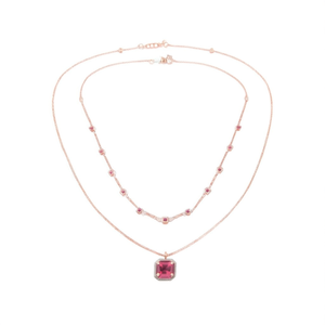 Square <b>Ruby</b> Pendant Short <b>Necklace</b> Set Fine Jewelry - Product Image 3