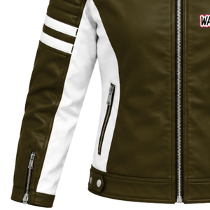 Chaqueta de Cuero Personalizada para Motociclistas con Mangas Acolchadas, Cierre Frontal con Cremallera y Botones a Presión, y Bolsillos Laterales para Venta al Por Mayor - Product Image 6