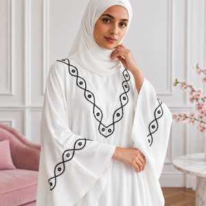 Nueva Abaya de Poliéster con Bordado y Cuentas, Estilo Kaftán Elegante, Largo hasta el Suelo, Holgada y Abierta, para Mujeres Musulmanas - Product Image 2