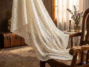 High Quality Premium Cream Floral Nylon Net <b>Fabric</b> - Elegant Rose Patterned Mesh for Bridal Wear, DIY Crafts, and Boutique - Product Image 4
