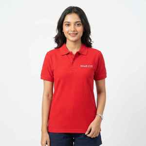 Polo de Algodón Piqué Rojo para Mujer, Marca Hawk Eye, Manga Corta, Casual, con Logotipo Bordado en la Parte Delantera - Product Image 3