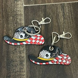 Porte-clés en cuir de vache véritable, durable, fait main, motif à carreaux, embossé, accessoire rustique de style western pour hommes et femmes - Product Image 4