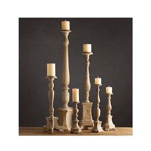 Porte-bougie en bois rustique fait main, décoration naturelle pour la maison, centre de table pour le salon, la salle à manger, la chambre à coucher - Product Image 3
