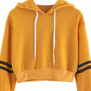 Sweat à capuche court d'hiver pour femme, impression de logo personnalisée sur le devant, manches longues, en coton, vente en gros OEM - Product Image 2