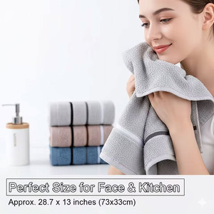 3 serviettes en coton marron, bleu, gris, séchage rapide, douces et absorbantes, pour le sport - Product Image 3