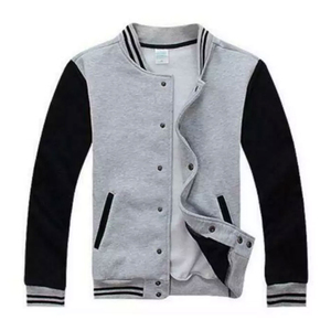 Veste universitaire pour homme, noir et blanc, manches unies, col rabattu, simple boutonnage, style preppy, décontracté pour l'automne - Product Image 2