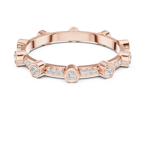 Bague éternité en or rose et diamants pour femme, diamants taille ronde, bijoux pour mariage et anniversaire - Product Image 2