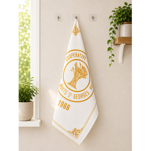 Mustard <b>Yellow</b> Printed Kitchen <b>Tea</b> <b>Towel</b> | Vintage Wheat & Farmhouse Design Dish <b>Towel</b> | Decorative Cotton Kitchen Hand <b>Towel</b> - Product Image 1