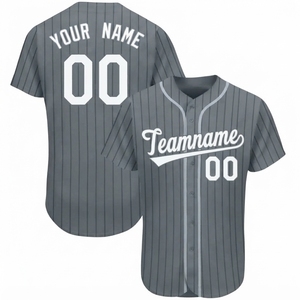 Sublimation Jersey Blank Plain Hip Hop Stripe Baseball Jersey Button Down Shirts Sports Uniforms Men Women Jersey Custom logo - Product Image 1