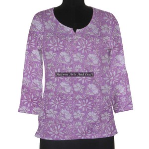 <b>Ladies</b> Cotton Fully Stitched Block Printed Kurti Ready To Wear Fancy Kurti <b>For</b> Summer Casual & Party Wear Short Length - Product Image 1