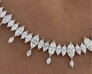 Luxury Marquise Moissanite Drop <b>Necklace</b> Iced Out Tennis Chain Hip Hop Jewellery Bridal <b>Statement</b> Gift - Product Image 4
