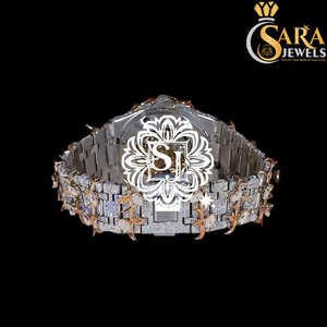 Reloj de Diamantes Moissanite con Incrustaciones de Oro Elegante y de Alta Gama para Celebraciones y Estilo Hip Hop, Disponible para Exportación - Product Image 4
