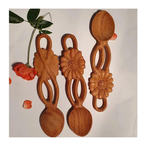 Cuillères en bois sculptées d'animaux, bois naturel, faites à la main, cadeau, design poisson et chat, cuillère à café, thé, sucre, fournisseur Vietnamien 99 GD - Product Image 2