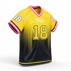 Maillot de football américain personnalisé, col en V, manches courtes, coupe athlétique, sublimé, respirant, anti-bactérien, vêtements de sport pour équipe - Product Image 6