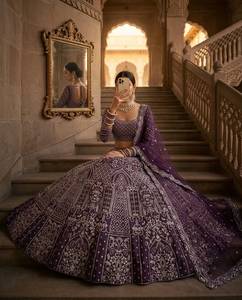 Lehenga de soirée de créateur en tulle papillon brodé et orné de sequins, avec blouse non cousue et dupatta en tulle papillon - Product Image 1