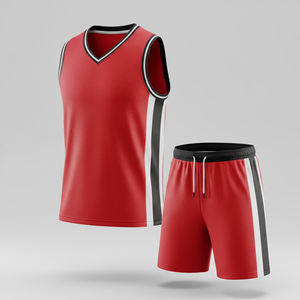 Vêtements de sport OEM, design personnalisé, polyester respirant, uniformes de basket-ball à col en V pour adultes unisexes, grandes tailles - Product Image 6