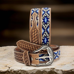 Hand-Tooled with <b>Beads</b> Genuine Cowhide Leather Belt for Men Custom Logo Equestrian Riding Belt Luxury Vintage - Product Image 4