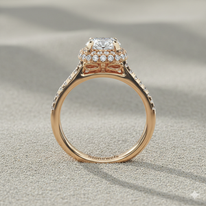 แหวนหมั้นเพชร Pav รัศมีวงแหวนทองพร้อมใบรับรองและชุดง่าม - Product Image 6