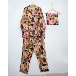 Conjunto de Pijama de Algodón Suave para Mujer, Ropa de Dormir Cómoda para Verano y Primavera - Product Image 5