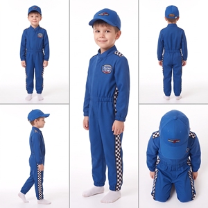 Traje de Carreras de Manga Larga para Niños KhumBro, Diseño a Cuadros Azul y Negro con Llamas, Transpirable, para Todas las Estaciones, Ropa de Motociclismo Infantil - Product Image 6