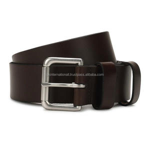 Cinturón informal de piel de vaca 100% puro para hombre, cinturones de diseño de alta calidad, accesorios con hebilla de rodillo único, marrón oscuro - Product Image 4