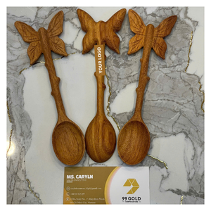 Cuillère à mélanger en bois naturel artisanal écologique en forme de tournesol, ustensile de cuisine, cuillères à aliments extra longues - CARYLN - Product Image 1