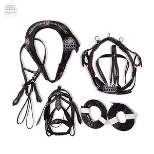 Custom Leather Horse Driving <b>Harness</b> Set Fancy Stud Star Concho French Collar Premium Fittings Single Driving <b>Harness</b> Ascot - Product Image 1