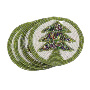 CRYSTAL CRAFT Handmade Pack <b>Silver</b> Beaded <b>Coasters</b> New Design Embroidery Crafts Needlework Decorative Place Mats by glowin - Product Image 4