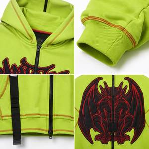 Sudadera con capucha extragrande de felpa francesa de 420 g/m² con cremallera, lavado ácido, estilo modular, para hombre, tipo crop, OEM personalizada - Product Image 4