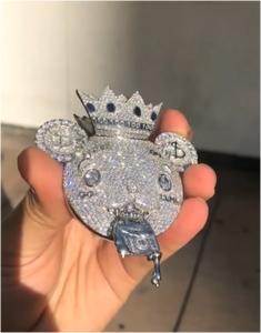 Pendentif pour homme en argent 925 avec diamant Moissanite, breloque lettre Hip Hop personnalisée, personnage 3D, breloques et pendentifs Moissanite style dessin animé glacé - Product Image 2