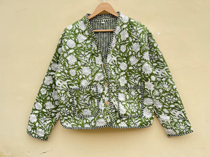 Indian Handmade 100% Cotton Eco-Friendly Quilted Anti-Wrinkle Breathable Quick Dry Front Pocket <b>Covered</b> <b>Button</b> Winter Regular - Product Image 4