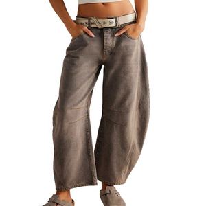 Jeans Cargo de Mezclilla Transpirable para Mujer, Estilo Urbano, con Bordado, 100% Algodón - Product Image 4