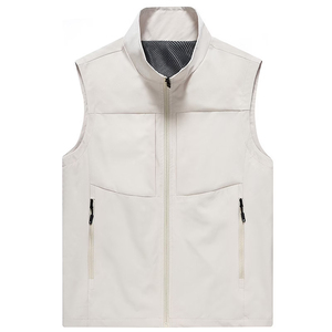 White Color Men's <b>Softshell</b> Vests Breathable Waterproof Zipper Stand Collar 250 GSM Winter Outdoor Sleeveless <b>Softshell</b> <b>Gilets</b> - Product Image 1