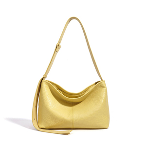 Bolso Hobo Minimalista de Cuero Genuino para Mujer, Textura Suave, Correa de Hombro Única, Parte Superior Abierta, Uso Diario - Product Image 5