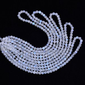 Piedras de luna blanca facetadas redondas de 5mm-6mm, piedras de luna arcoíris de fuego azul natural, piedras semipreciosas sueltas para joyería. - Product Image 4