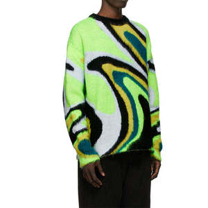 OEM 2026 Custom LOGO OEM & ODM Mohair Jacquard Sweater <b>Men</b> <b>Pullover</b> Long Sleeve Knitted Winter <b>Men</b> Clothes Knit <b>Mens</b> Sweater - Product Image 4