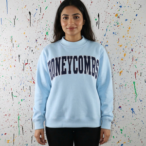 Sudadera Honeycombs con Cuello Redondo, Azul Claro, Oversize, de Algodón, Unisex, Ropa Casual, CLUSH SPORTS - Product Image 1