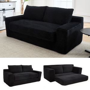 Sofá Cama Compacto de Terciopelo con Espuma Viscoelástica y Estructura de Acero, Diseño Convertible 2 en 1, No Requiere Montaje - Product Image 1