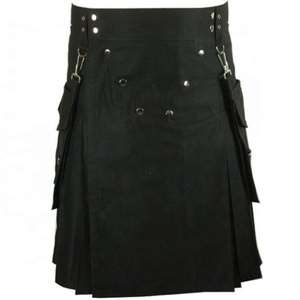 Kilt noir pour homme de qualité supérieure, service OEM/ODM du fabricant, kilt utilitaire moderne - Product Image 1