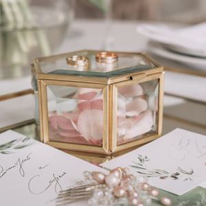 Moderna Caja de Almacenamiento de Lujo en Acero Inoxidable con Cristal Biselado para Joyas y Anillos, Ideal para Sala de Estar y Regalos de Boda - Product Image 1